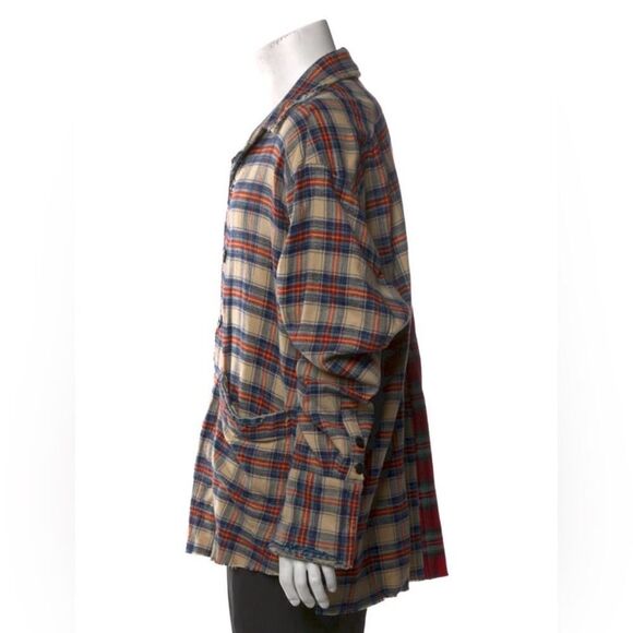 Greg Lauren Flannel - Collared Dress Shirt - Red Cream - L - Button Down Shirt - Picture 7 of 12